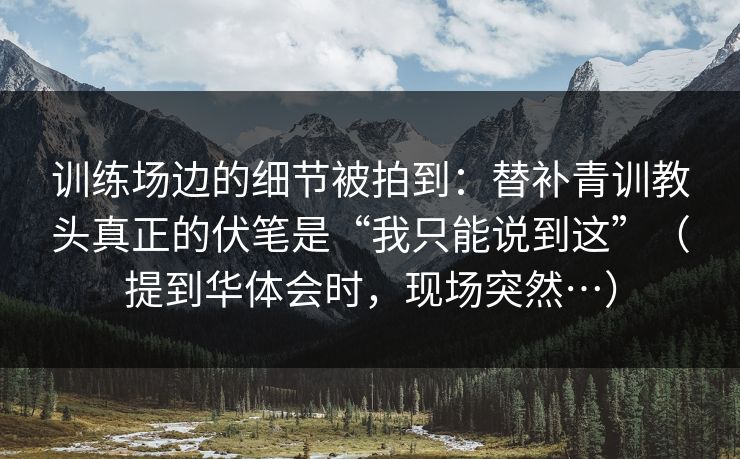 训练场边的细节被拍到：替补青训教头真正的伏笔是“我只能说到这”（提到华体会时，现场突然…）