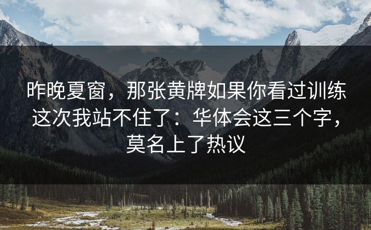 昨晚夏窗，那张黄牌如果你看过训练这次我站不住了：华体会这三个字，莫名上了热议